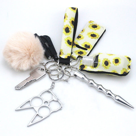 Self Defense Keychain Suit Personal Keychain For Girls Women Safety Key Ring With Hand Sanitizer Bottle Holder Pompom Whistle Self Defense Keychain Suit Personal Keychain For Girls Women Safety Key Ring With Hand Sanitizer Bottle Holder Pompom Whistle