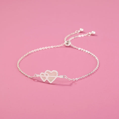 Glow-in-the-dark couple love heart silver bracelet Glow-in-the-dark couple love heart silver bracelet