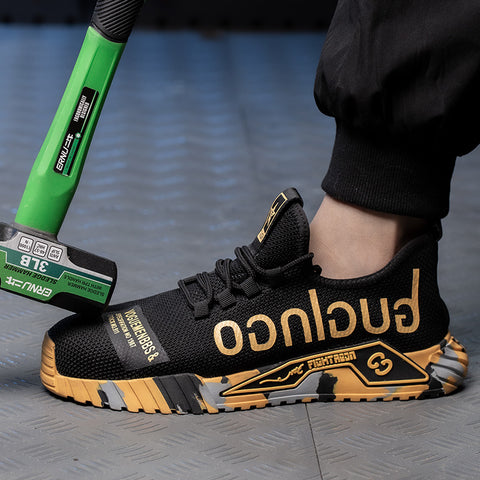 Indestructible Steel Toe Work Shoes For Men Letter Print Puncture Proof Sneakers Indestructible Steel Toe Work Shoes For Men Letter Print Puncture Proof Sneakers