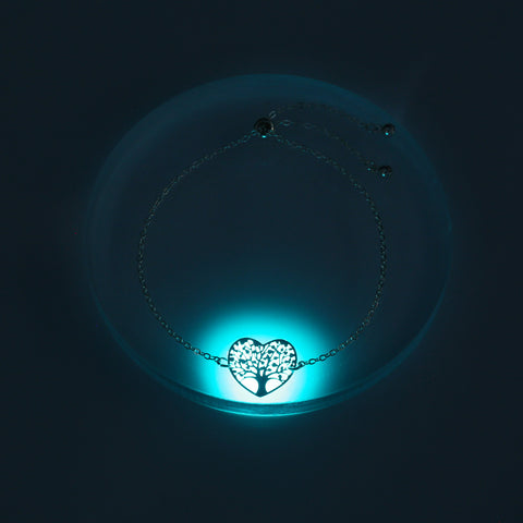Silver copper heart tree of life dripping oil luminous bracelet Silver copper heart tree of life dripping oil luminous bracelet