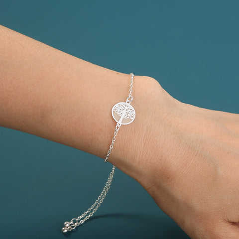 Silver Circle life tree copper sheet luminous dripping oil necklace Silver Circle life tree copper sheet luminous dripping oil necklace