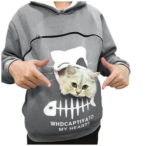 Women Hoodie Sweatshirt With Cat Pet Pocket Design Long Sleeve Sweater Cat Outfit Women Hoodie Sweatshirt With Cat Pet Pocket Design Long Sleeve Sweater Cat Outfit