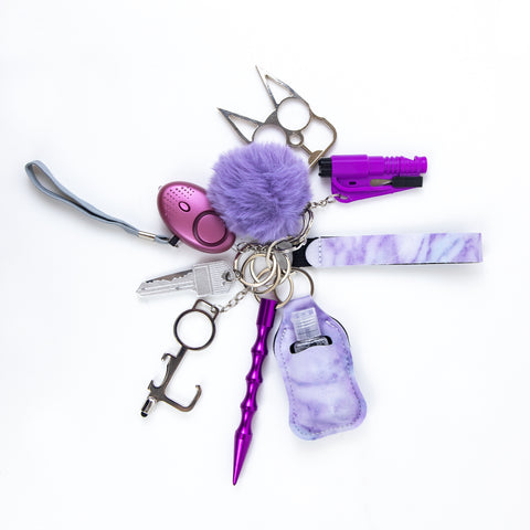 Self Defense Keychain Suit Personal Keychain For Girls Women Safety Key Ring With Hand Sanitizer Bottle Holder Pompom Whistle Self Defense Keychain Suit Personal Keychain For Girls Women Safety Key Ring With Hand Sanitizer Bottle Holder Pompom Whistle