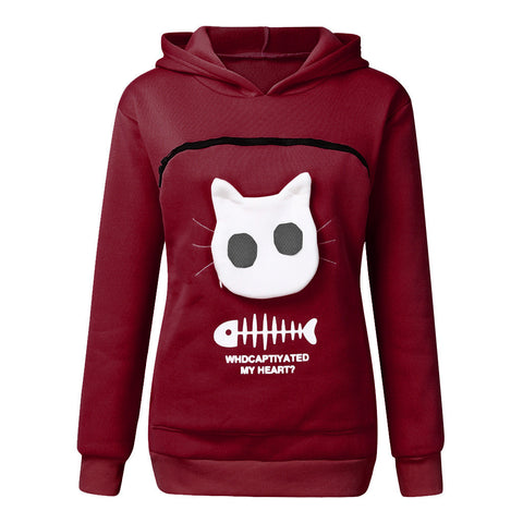 Women Hoodie Sweatshirt With Cat Pet Pocket Design Long Sleeve Sweater Cat Outfit Women Hoodie Sweatshirt With Cat Pet Pocket Design Long Sleeve Sweater Cat Outfit