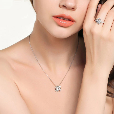 925 Sterling Silver Necklace For Women Forever Heart AAA Zircon Mosaic Necklaces & Pendants Gift 925 Sterling Silver Necklace For Women Forever Heart AAA Zircon Mosaic Necklaces & Pendants Gift