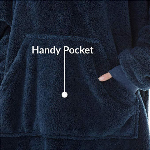 Hoodie Sweatshirt With Big Pocket Tops Sweater Comfortable Loose Double-Sided Fleece Thicker Wearable Blanket Hoodie Sweatshirt With Big Pocket Tops Sweater Comfortable Loose Double-Sided Fleece Thicker Wearable Blanket