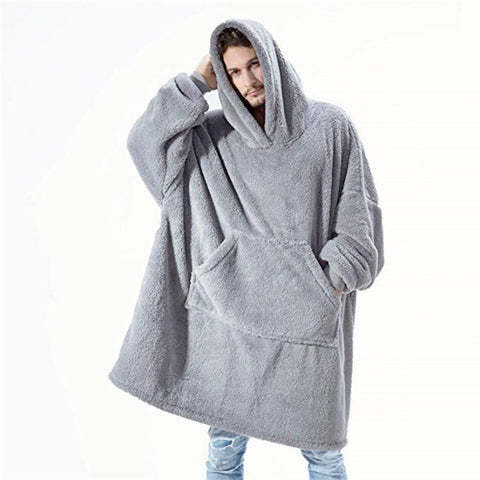 Hoodie Sweatshirt With Big Pocket Tops Sweater Comfortable Loose Double-Sided Fleece Thicker Wearable Blanket Hoodie Sweatshirt With Big Pocket Tops Sweater Comfortable Loose Double-Sided Fleece Thicker Wearable Blanket