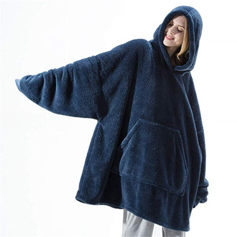 Hoodie Sweatshirt With Big Pocket Tops Sweater Comfortable Loose Double-Sided Fleece Thicker Wearable Blanket Hoodie Sweatshirt With Big Pocket Tops Sweater Comfortable Loose Double-Sided Fleece Thicker Wearable Blanket