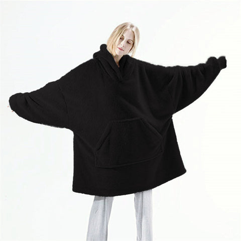 Hoodie Sweatshirt With Big Pocket Tops Sweater Comfortable Loose Double-Sided Fleece Thicker Wearable Blanket Hoodie Sweatshirt With Big Pocket Tops Sweater Comfortable Loose Double-Sided Fleece Thicker Wearable Blanket