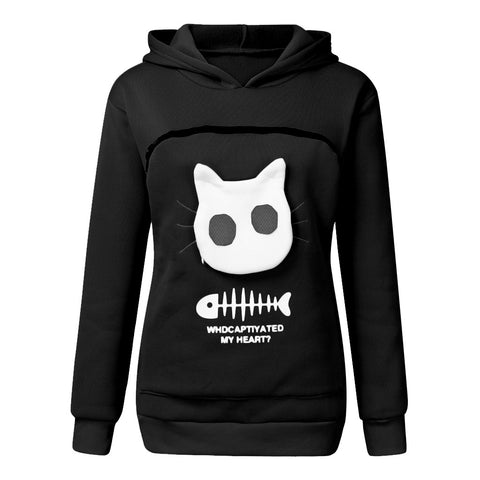 Women Hoodie Sweatshirt With Cat Pet Pocket Design Long Sleeve Sweater Cat Outfit Women Hoodie Sweatshirt With Cat Pet Pocket Design Long Sleeve Sweater Cat Outfit
