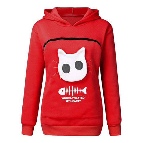 Women Hoodie Sweatshirt With Cat Pet Pocket Design Long Sleeve Sweater Cat Outfit Women Hoodie Sweatshirt With Cat Pet Pocket Design Long Sleeve Sweater Cat Outfit