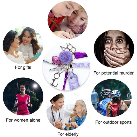 Self Defense Keychain Suit Personal Keychain For Girls Women Safety Key Ring With Hand Sanitizer Bottle Holder Pompom Whistle Self Defense Keychain Suit Personal Keychain For Girls Women Safety Key Ring With Hand Sanitizer Bottle Holder Pompom Whistle