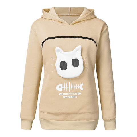 Women Hoodie Sweatshirt With Cat Pet Pocket Design Long Sleeve Sweater Cat Outfit Women Hoodie Sweatshirt With Cat Pet Pocket Design Long Sleeve Sweater Cat Outfit