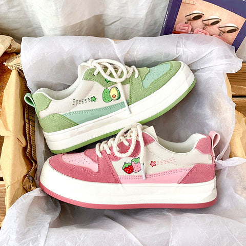 Schoolgirls Canvas Shoes Thick Bottom White Retro Sneakers Schoolgirls Canvas Shoes Thick Bottom White Retro Sneakers