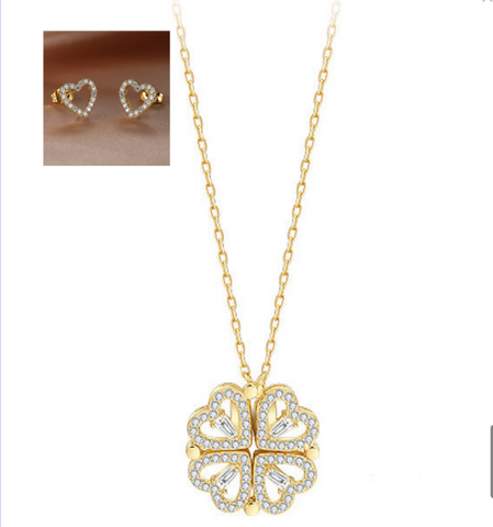 Explosive Style Detachable Deformed Four-leaf Clover Necklace For Women A Multi-wearing Zircon Small Love Short Clavicle Chain Explosive Style Detachable Deformed Four-leaf Clover Necklace For Women A Multi-wearing Zircon Small Love Short Clavicle Chain
