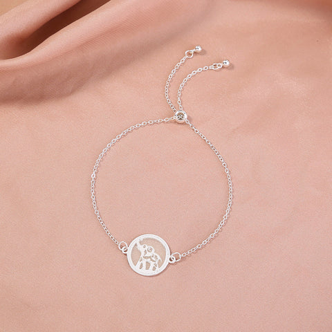 Silver Round copper disc luminous elephant bracelet Silver Round copper disc luminous elephant bracelet