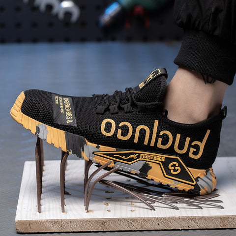 Indestructible Steel Toe Work Shoes For Men Letter Print Puncture Proof Sneakers Indestructible Steel Toe Work Shoes For Men Letter Print Puncture Proof Sneakers