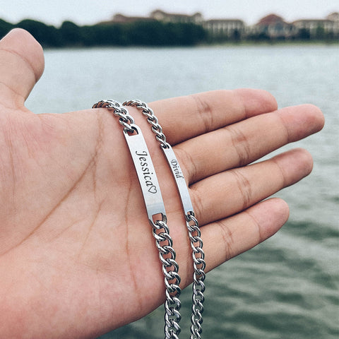 Engraved Titanium Steel Lovers' Day 18K High Quality Gold Plated Bracelet Engraved Titanium Steel Lovers' Day 18K High Quality Gold Plated Bracelet
