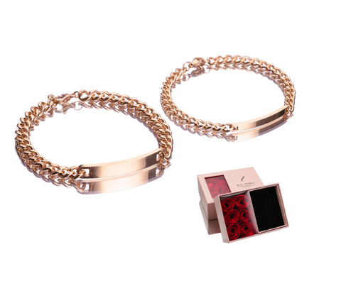 Engraved Titanium Steel Lovers' Day 18K High Quality Gold Plated Bracelet Engraved Titanium Steel Lovers' Day 18K High Quality Gold Plated Bracelet