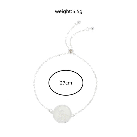 Silver Round copper disc luminous elephant bracelet Silver Round copper disc luminous elephant bracelet