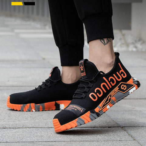 Indestructible Steel Toe Work Shoes For Men Letter Print Puncture Proof Sneakers Indestructible Steel Toe Work Shoes For Men Letter Print Puncture Proof Sneakers