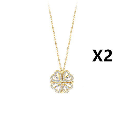 Explosive Style Detachable Deformed Four-leaf Clover Necklace For Women A Multi-wearing Zircon Small Love Short Clavicle Chain Explosive Style Detachable Deformed Four-leaf Clover Necklace For Women A Multi-wearing Zircon Small Love Short Clavicle Chain