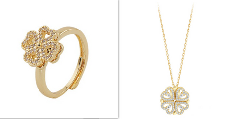 Explosive Style Detachable Deformed Four-leaf Clover Necklace For Women A Multi-wearing Zircon Small Love Short Clavicle Chain Explosive Style Detachable Deformed Four-leaf Clover Necklace For Women A Multi-wearing Zircon Small Love Short Clavicle Chain