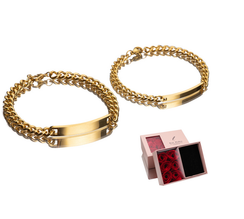 Engraved Titanium Steel Lovers' Day 18K High Quality Gold Plated Bracelet Engraved Titanium Steel Lovers' Day 18K High Quality Gold Plated Bracelet