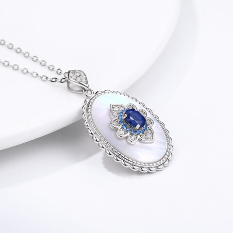 Sapphire Diamond Pendant 925 Sterling Silver Party Wedding Pendants Chain Necklace For Women Charm Jewelry Sapphire Diamond Pendant 925 Sterling Silver Party Wedding Pendants Chain Necklace For Women Charm Jewelry