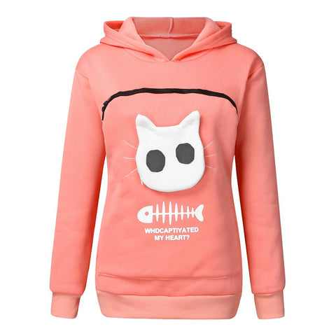 Women Hoodie Sweatshirt With Cat Pet Pocket Design Long Sleeve Sweater Cat Outfit Women Hoodie Sweatshirt With Cat Pet Pocket Design Long Sleeve Sweater Cat Outfit