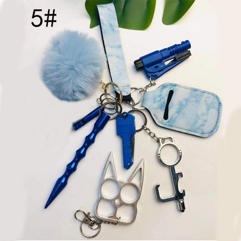 Self Defense Keychain Suit Personal Keychain For Girls Women Safety Key Ring With Hand Sanitizer Bottle Holder Pompom Whistle Self Defense Keychain Suit Personal Keychain For Girls Women Safety Key Ring With Hand Sanitizer Bottle Holder Pompom Whistle