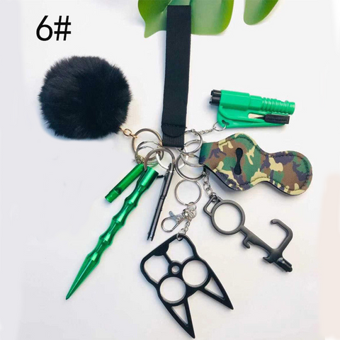 Self Defense Keychain Suit Personal Keychain For Girls Women Safety Key Ring With Hand Sanitizer Bottle Holder Pompom Whistle Self Defense Keychain Suit Personal Keychain For Girls Women Safety Key Ring With Hand Sanitizer Bottle Holder Pompom Whistle