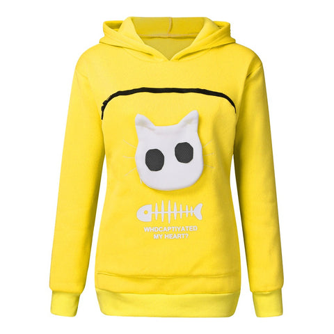 Women Hoodie Sweatshirt With Cat Pet Pocket Design Long Sleeve Sweater Cat Outfit Women Hoodie Sweatshirt With Cat Pet Pocket Design Long Sleeve Sweater Cat Outfit