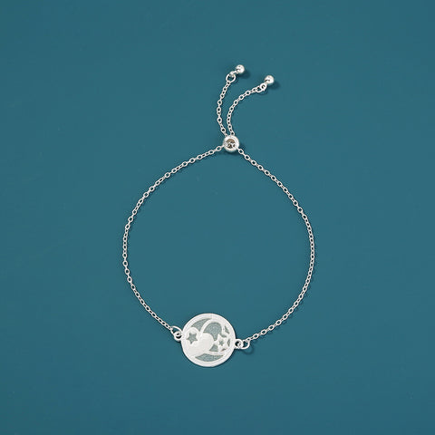 SILVER CIRCULAR PICTURE GLOW-IN-THE-DARK COUPLE HOLLOW HEART BRACELET SILVER CIRCULAR PICTURE GLOW-IN-THE-DARK COUPLE HOLLOW HEART BRACELET