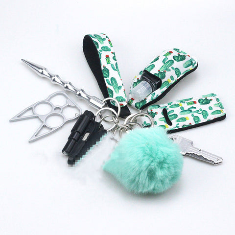 Self Defense Keychain Suit Personal Keychain For Girls Women Safety Key Ring With Hand Sanitizer Bottle Holder Pompom Whistle Self Defense Keychain Suit Personal Keychain For Girls Women Safety Key Ring With Hand Sanitizer Bottle Holder Pompom Whistle