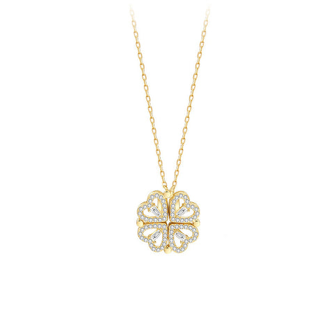 Explosive Style Detachable Deformed Four-leaf Clover Necklace For Women A Multi-wearing Zircon Small Love Short Clavicle Chain Explosive Style Detachable Deformed Four-leaf Clover Necklace For Women A Multi-wearing Zircon Small Love Short Clavicle Chain