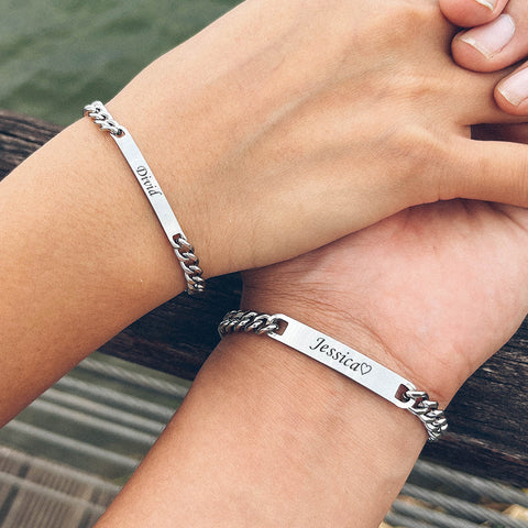 Engraved Titanium Steel Lovers' Day 18K High Quality Gold Plated Bracelet Engraved Titanium Steel Lovers' Day 18K High Quality Gold Plated Bracelet
