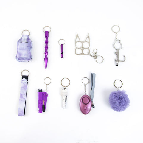 Self Defense Keychain Suit Personal Keychain For Girls Women Safety Key Ring With Hand Sanitizer Bottle Holder Pompom Whistle Self Defense Keychain Suit Personal Keychain For Girls Women Safety Key Ring With Hand Sanitizer Bottle Holder Pompom Whistle