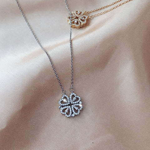 Explosive Style Detachable Deformed Four-leaf Clover Necklace For Women A Multi-wearing Zircon Small Love Short Clavicle Chain Explosive Style Detachable Deformed Four-leaf Clover Necklace For Women A Multi-wearing Zircon Small Love Short Clavicle Chain