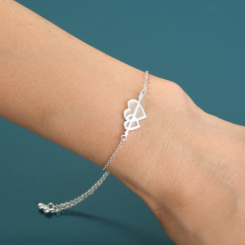 Glow-in-the-dark couple love heart silver bracelet Glow-in-the-dark couple love heart silver bracelet