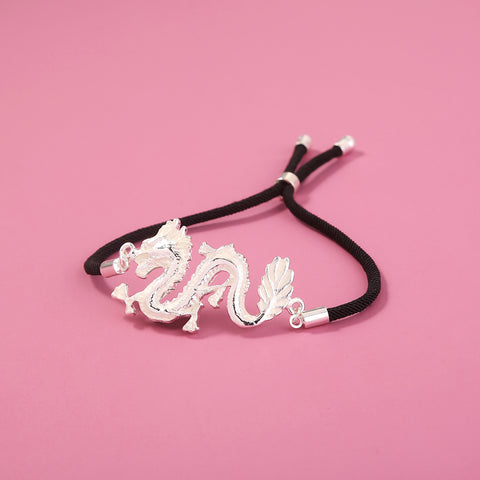 Glow-in-the-dark Silver Dragon Leather drawstring adjuster bracelet Glow-in-the-dark Silver Dragon Leather drawstring adjuster bracelet