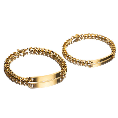Engraved Titanium Steel Lovers' Day 18K High Quality Gold Plated Bracelet Engraved Titanium Steel Lovers' Day 18K High Quality Gold Plated Bracelet