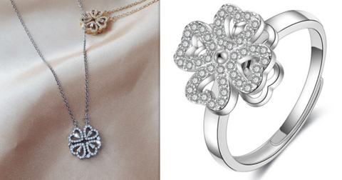 Explosive Style Detachable Deformed Four-leaf Clover Necklace For Women A Multi-wearing Zircon Small Love Short Clavicle Chain Explosive Style Detachable Deformed Four-leaf Clover Necklace For Women A Multi-wearing Zircon Small Love Short Clavicle Chain