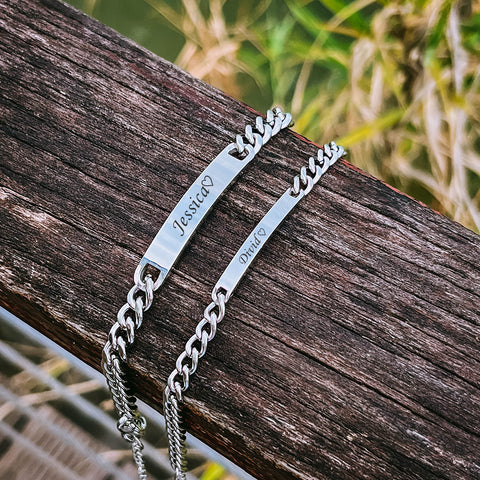 Engraved Titanium Steel Lovers' Day 18K High Quality Gold Plated Bracelet Engraved Titanium Steel Lovers' Day 18K High Quality Gold Plated Bracelet