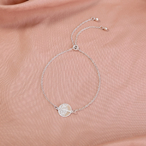 Silver Circle life tree copper sheet luminous dripping oil necklace Silver Circle life tree copper sheet luminous dripping oil necklace