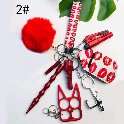 Self Defense Keychain Suit Personal Keychain For Girls Women Safety Key Ring With Hand Sanitizer Bottle Holder Pompom Whistle Self Defense Keychain Suit Personal Keychain For Girls Women Safety Key Ring With Hand Sanitizer Bottle Holder Pompom Whistle