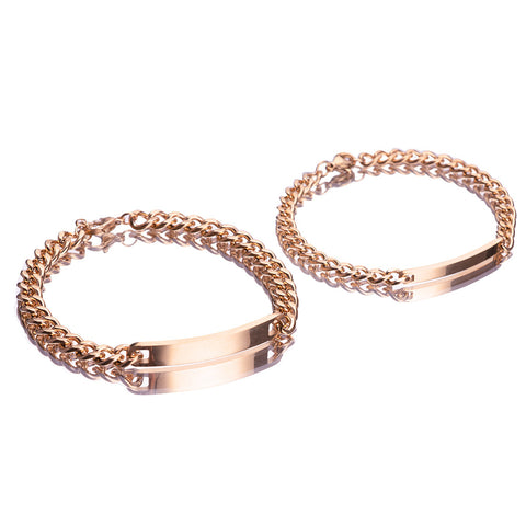 Engraved Titanium Steel Lovers' Day 18K High Quality Gold Plated Bracelet Engraved Titanium Steel Lovers' Day 18K High Quality Gold Plated Bracelet