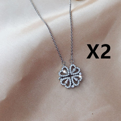 Explosive Style Detachable Deformed Four-leaf Clover Necklace For Women A Multi-wearing Zircon Small Love Short Clavicle Chain Explosive Style Detachable Deformed Four-leaf Clover Necklace For Women A Multi-wearing Zircon Small Love Short Clavicle Chain