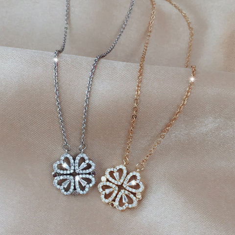 Explosive Style Detachable Deformed Four-leaf Clover Necklace For Women A Multi-wearing Zircon Small Love Short Clavicle Chain Explosive Style Detachable Deformed Four-leaf Clover Necklace For Women A Multi-wearing Zircon Small Love Short Clavicle Chain