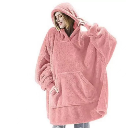Hoodie Sweatshirt With Big Pocket Tops Sweater Comfortable Loose Double-Sided Fleece Thicker Wearable Blanket Hoodie Sweatshirt With Big Pocket Tops Sweater Comfortable Loose Double-Sided Fleece Thicker Wearable Blanket